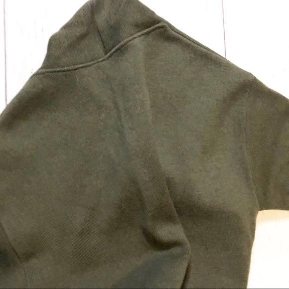 Ma’ry’ya olive green short sleeve open front poncho cardigan sweater Italy wool - Picture 5 of 6